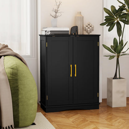 Bathroom Floor Storage Cabinet with 2 Doors and Adjustable Shelves