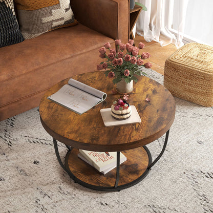 2-Tier Metal Frame Industrial Accent Cocktail Center Unit Sofa Side Tea Table