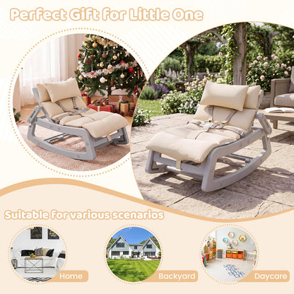 Kids Rocking Chair, Indoor Outdoor Toddlers Rocker with Adjustable Backrest