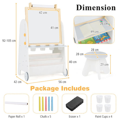 4-in-1 Toddler Activity Table Set with Magnetic Whiteboard and Bookshelves
