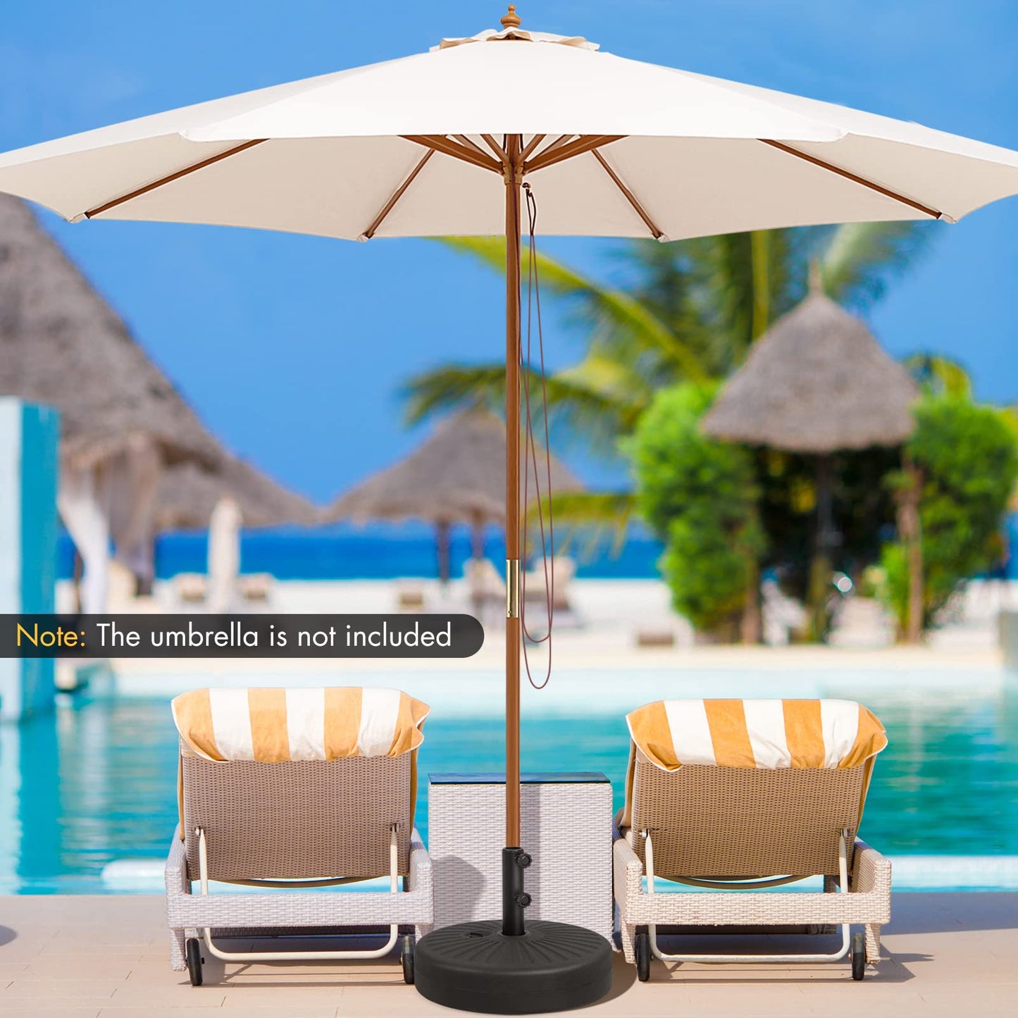 Water and Sand Fillable Umbrella Stand with Built-in Handle