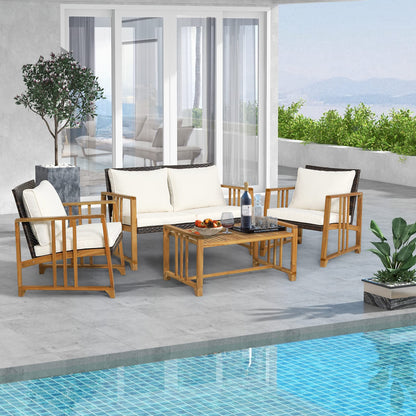 4 PCS Garden Furniture Set for Balcony Yard