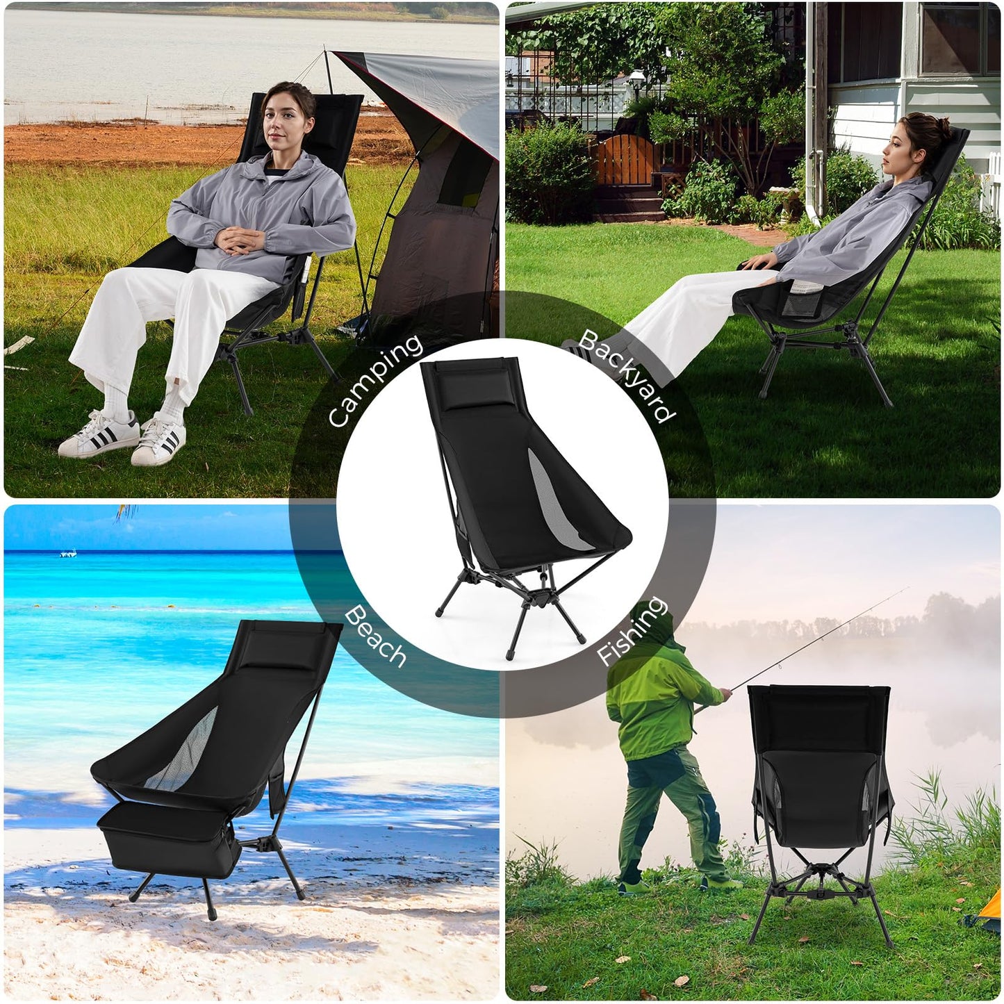 Portable Camping Chair High Back Ultra-Lightweight Foldable Backpacking Chair