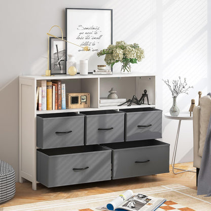 5-Drawer Dresser Fabric Chest of Drawers Cabinet with 5 Support Legs