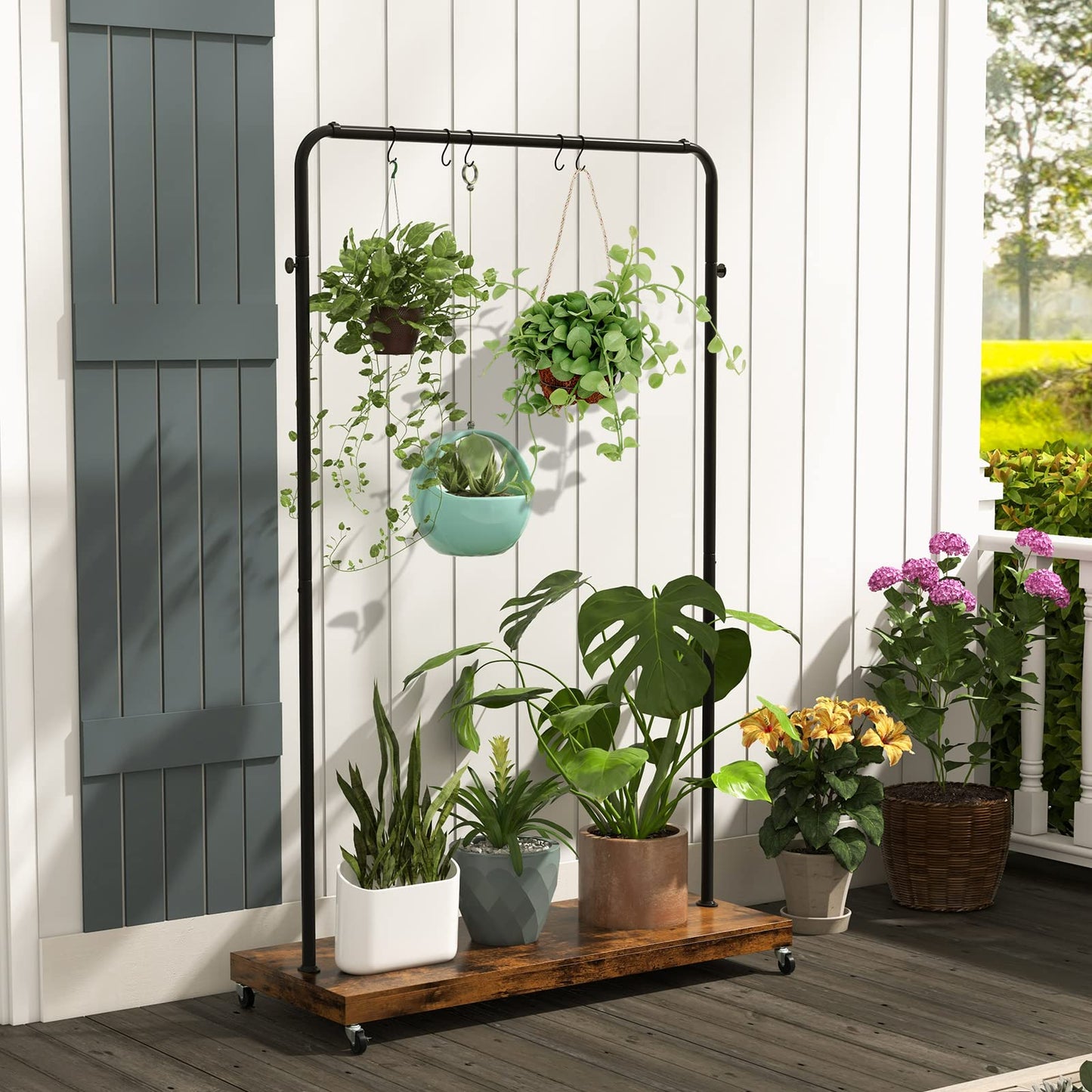 Industrial Clothes Rack Rolling Garment Rack with Bottom Storage Shelf