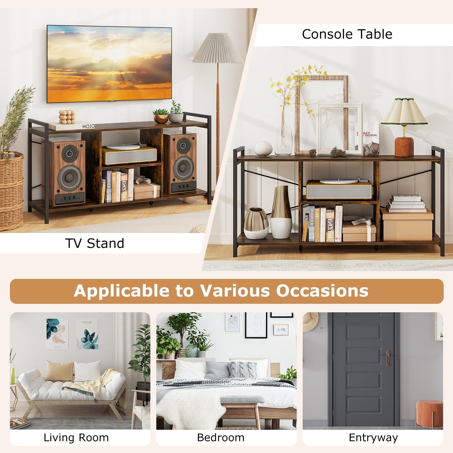 Giantex  TV Stand Cabinet for 55 Inch TVs 120cm Industrial TV Unit Media Entertainment Center