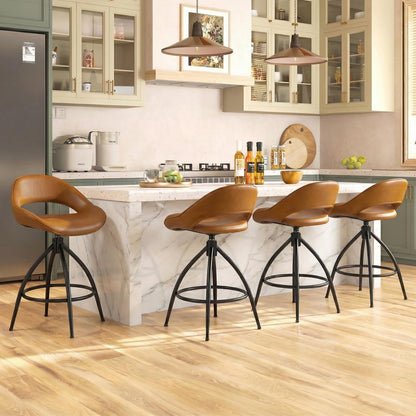 Swivel Bar Stools Set of 2 Counter Height Barstools with Backrest and Footrest