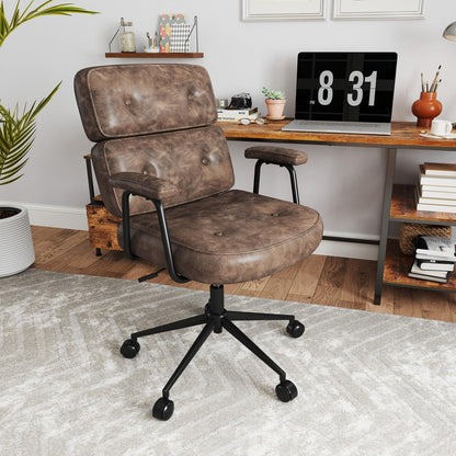 PU Leather Upholstered Office Chair with Button Tufted Back