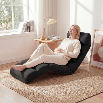 Folding Sofa Bed, 5-Position Adjustable Lazy Floor Sofa Chair Bed