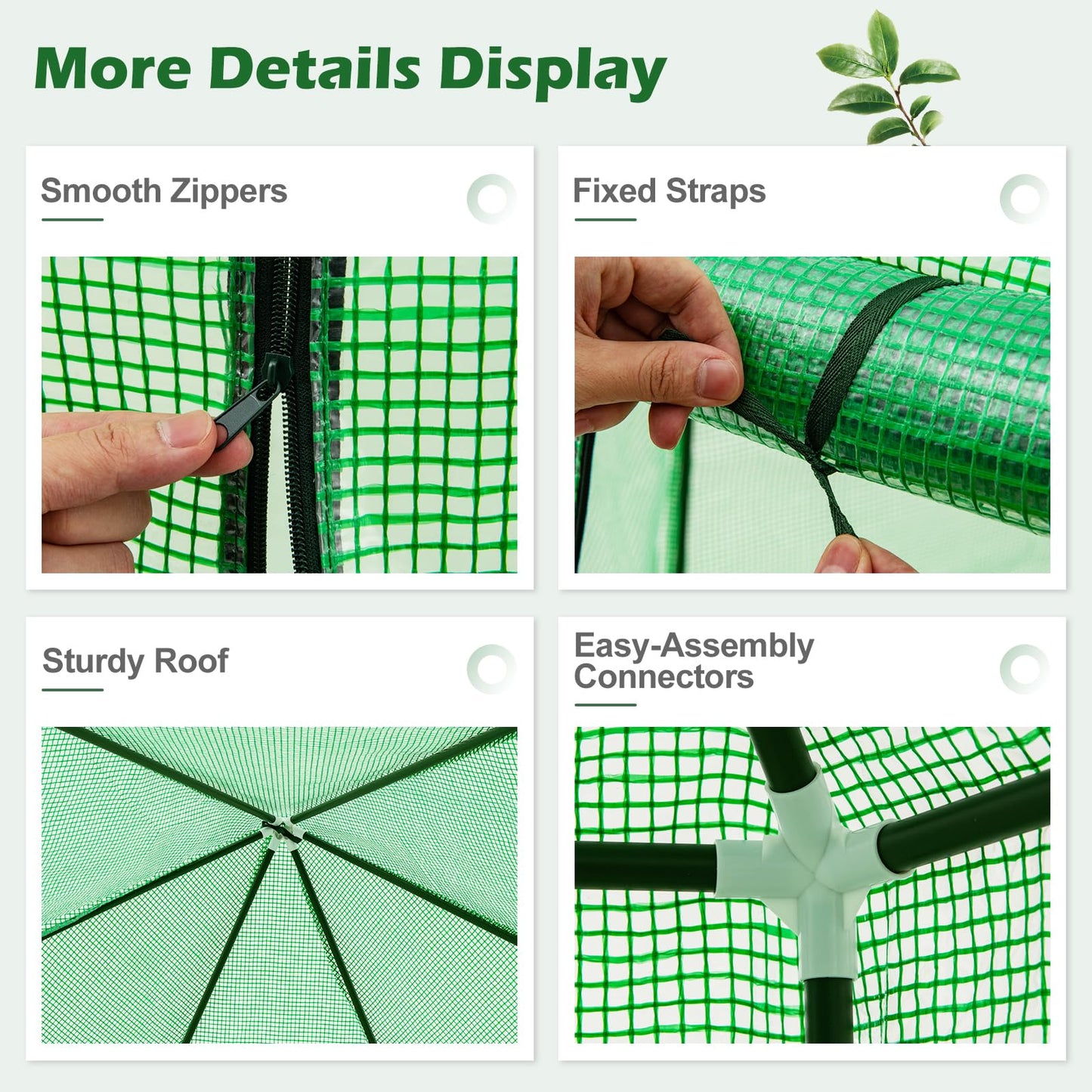 Walk In Greenhouse, 198 x 172 x 190cm Polytunnels Grow House with PE Cover