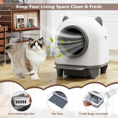 Self-Cleaning Cat Litter Box, 80L Large Capacity Electric Automatic Cat Toilet