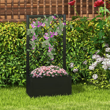 112CM Metal Planter Box with Trellis for Climbing Plants