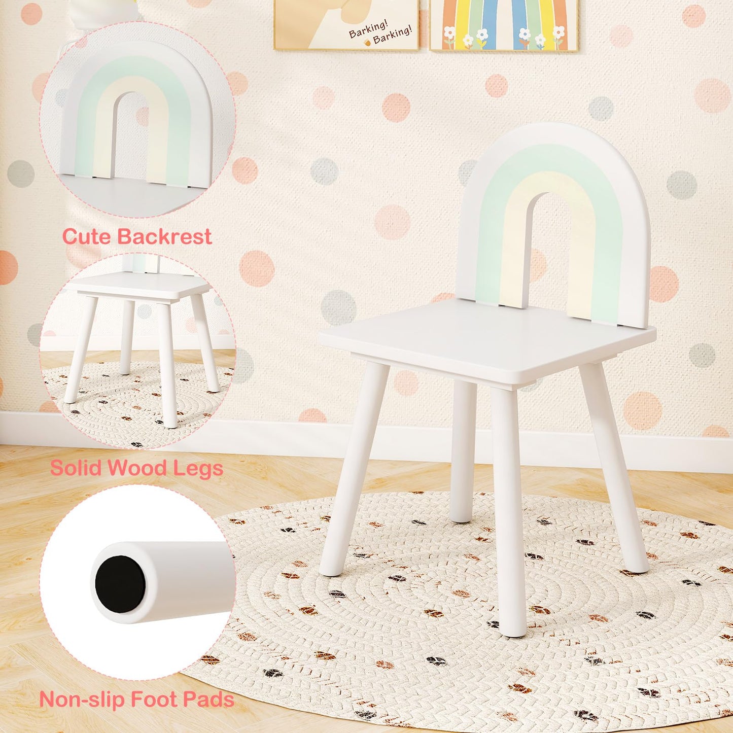 Kids Vanity Table and Chair Set with Cloud-shaped Mirror and Shelf Drawers