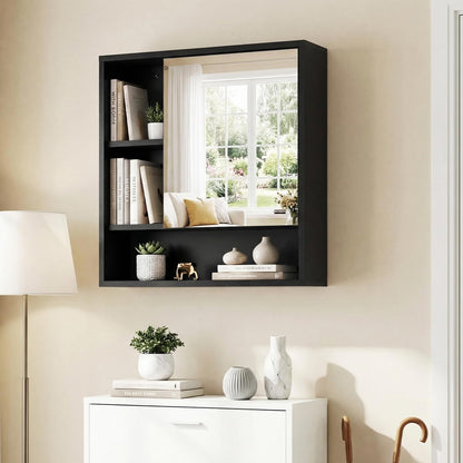 Wall Mounted Storage Organizer with Mirror for Bathroom