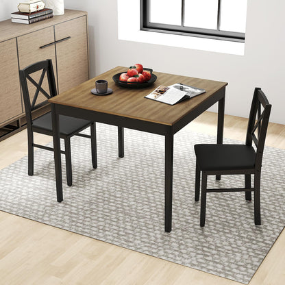 3 Piece Dining Table Set, Square Breakfast Kitchen Table and Chairs