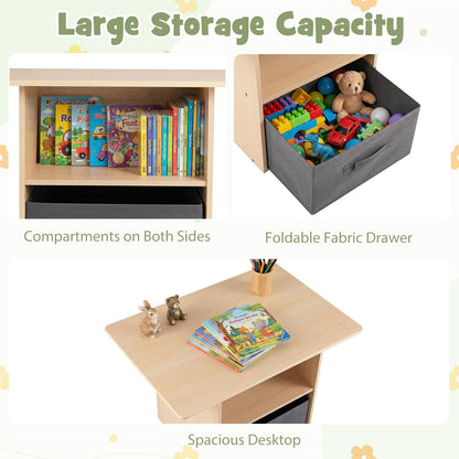 Kids Table and Chairs Set Wooden Toddler Activity Table Set with 2 Open Compartments