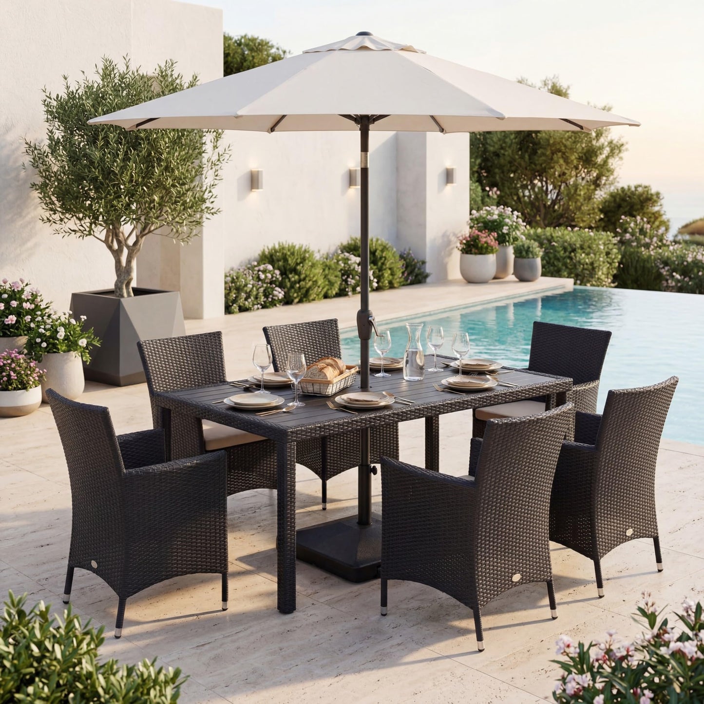 40KG Patio Parasol Base, Water and Sand Fillable Umbrella Stand
