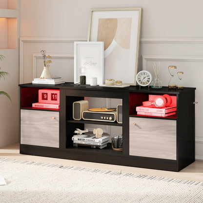 TV Stand with Adjustable Shelf and Open Compartment