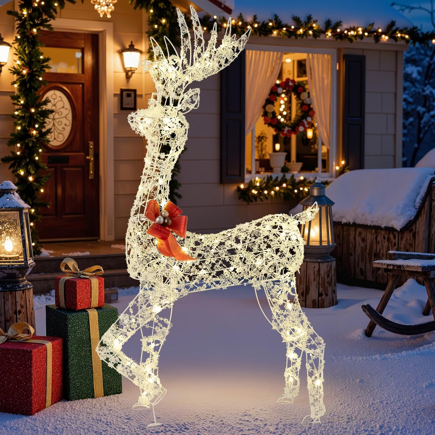 150 CM Pre-Lit Christmas Reindeer with 100 LED Lights