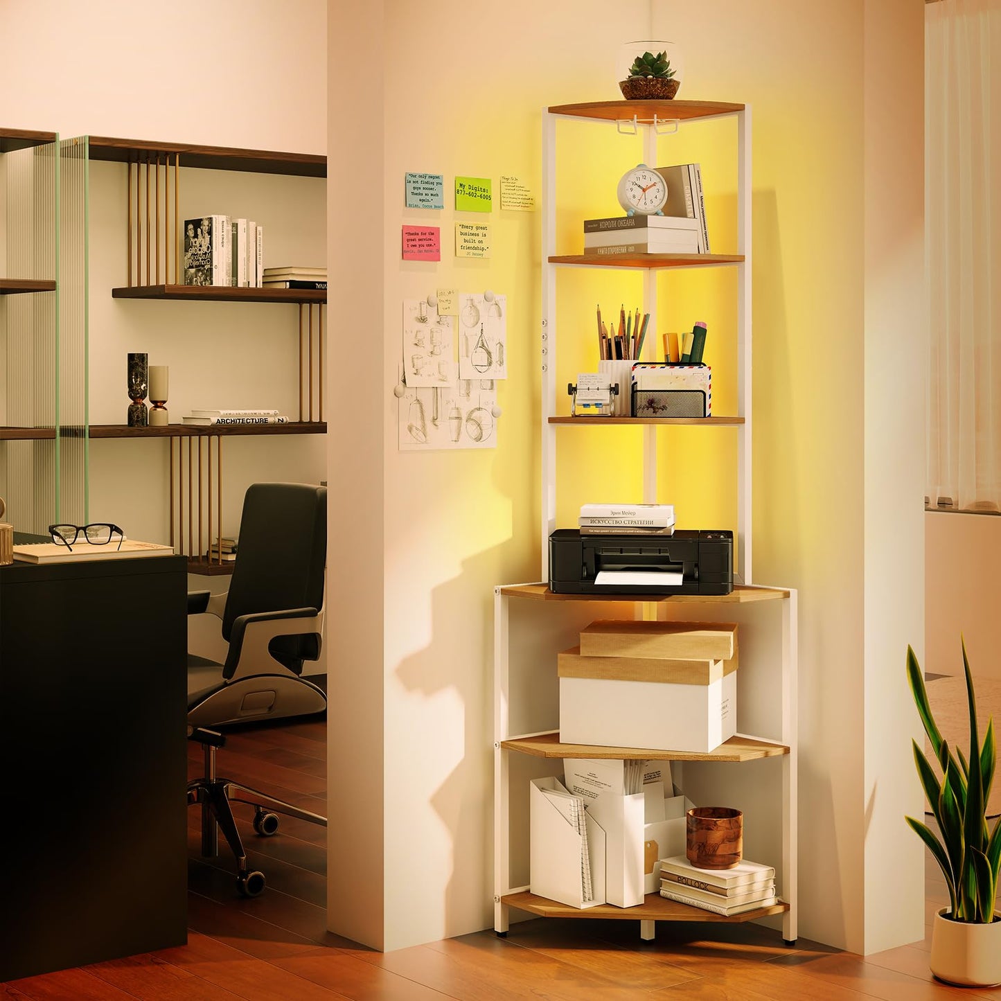 6-Tier Corner Shelf with 16 Color LED Lights