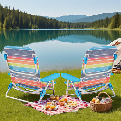 5 Adjustable Position Camping Chair with Armrests & Carry Strap
