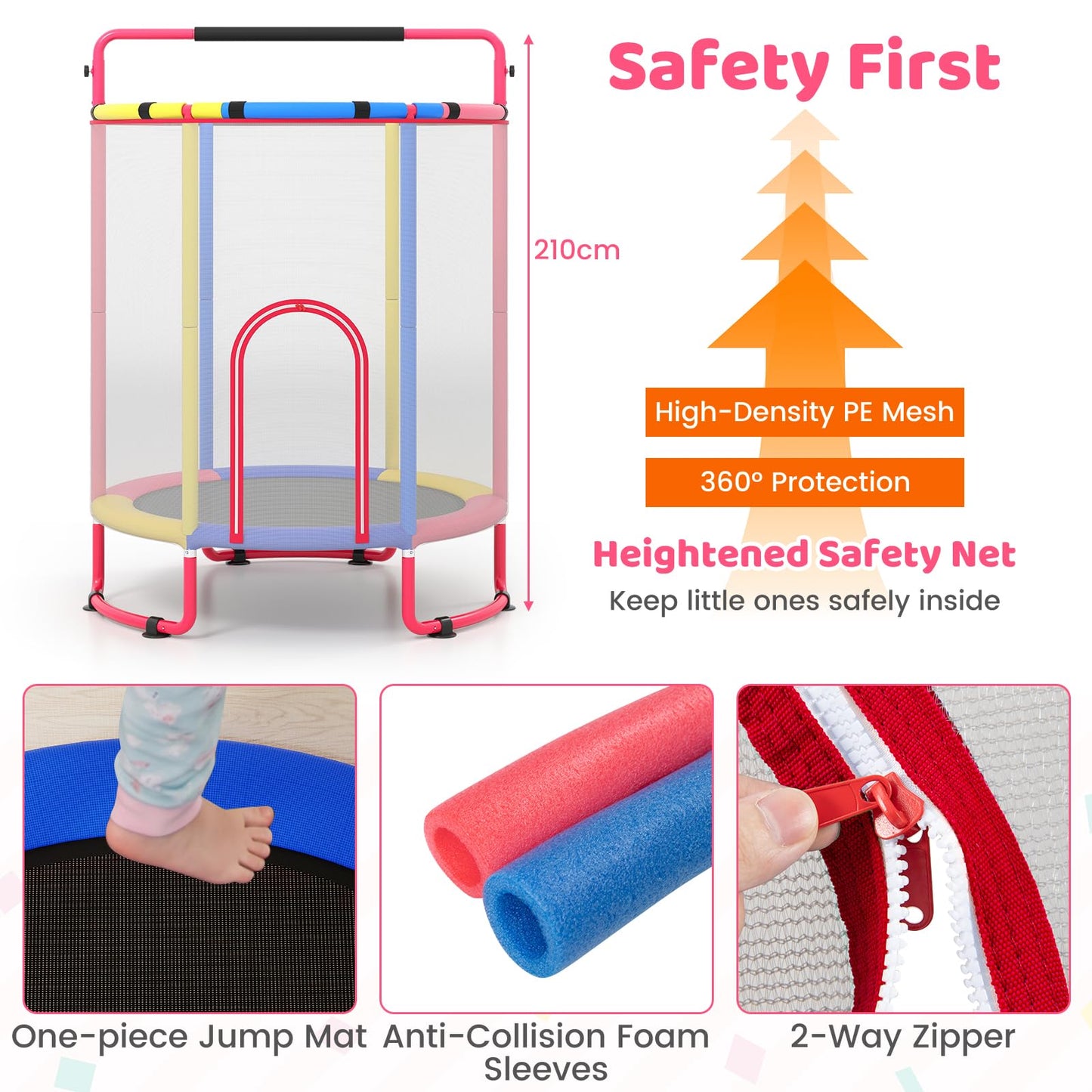 5FT Kids Trampoline, 6 in 1 Toddler Trampolines