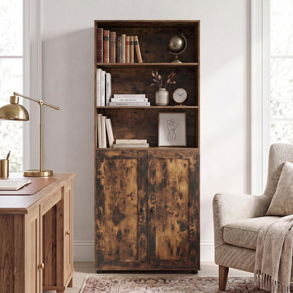 181 CM Tall Bookcase with 3 Shelves and Adjustable Shelf for Home Office
