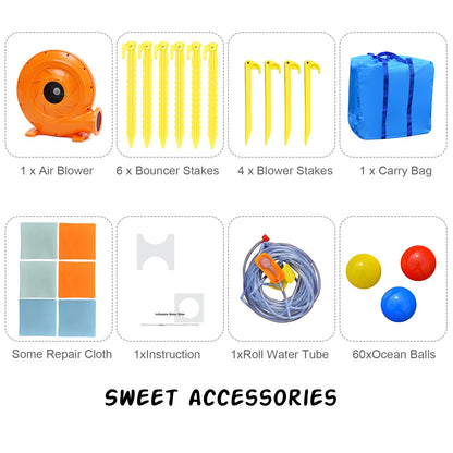 Kids Inflatable Slide Bounce House with Long Slide with Air Blower