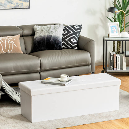 Folding Storage Ottoman Bench with Lid for Living Room