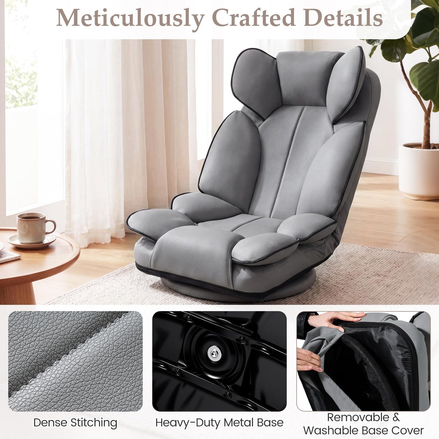 360° Swivel Floor Gaming Chair Bed, 6 Adjustable Positions