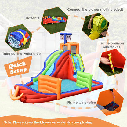 Outdoor 6 in 1 Inflatable Water Slide with Water Guns