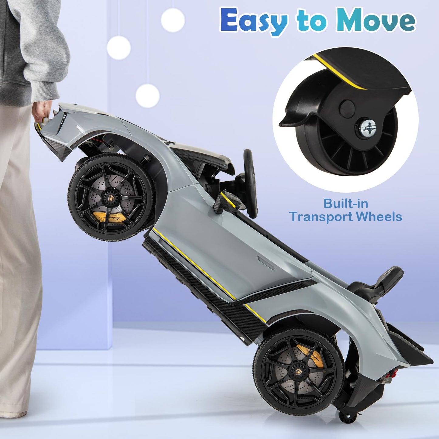 12V Kids Ride on Car 4WD Lamborghini Licensed with 3 Speeds and Music