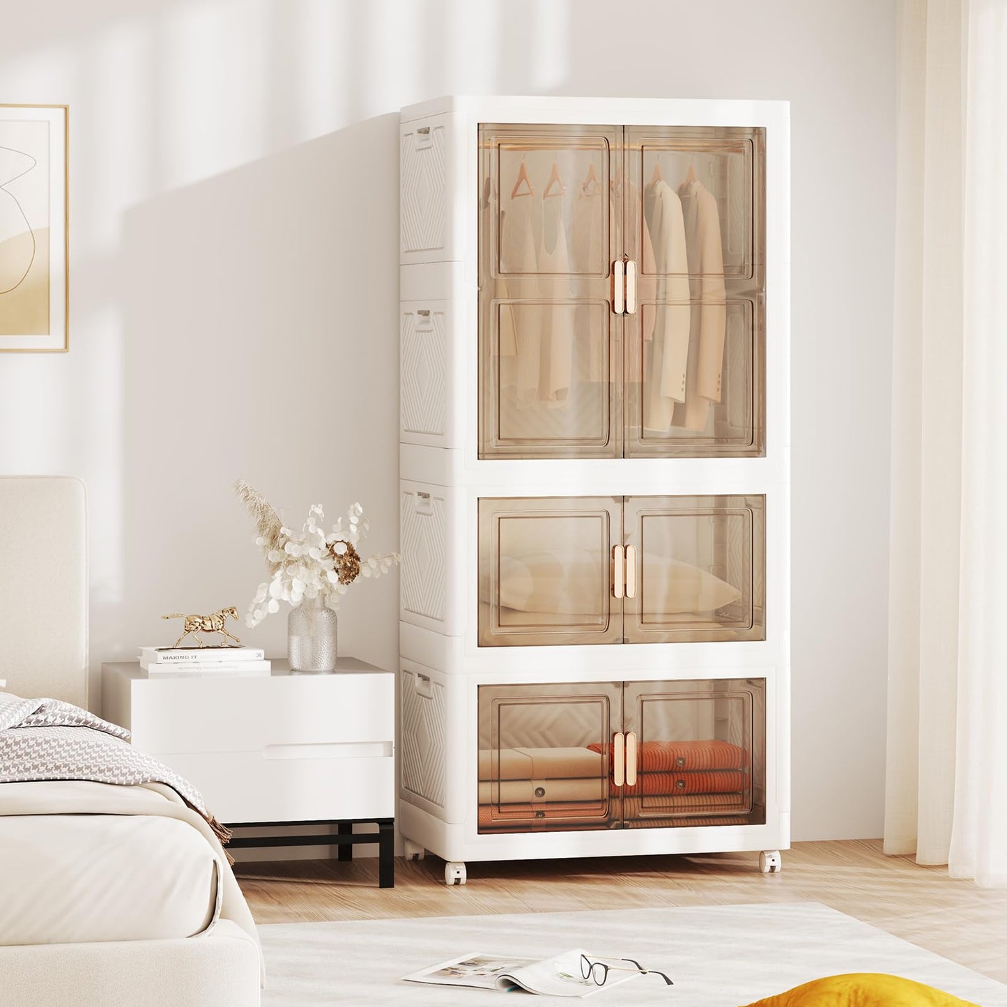 421L Foldable Portable Wardrobe with 10 Retractable Hangers