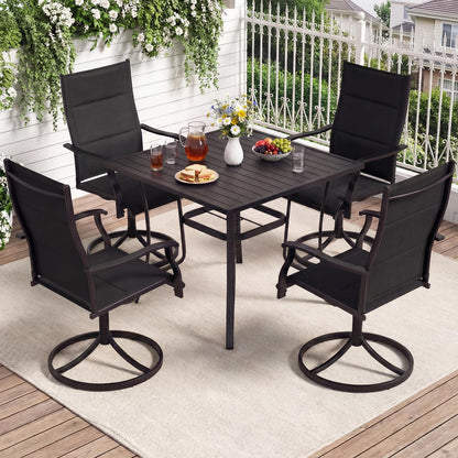 Swivel Garden Chairs Set of 2, Patio Dining Chairs with Backrest & Armrest