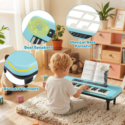 37 Keys Kids Portable Piano Keyboard with Microphone and Music Stand