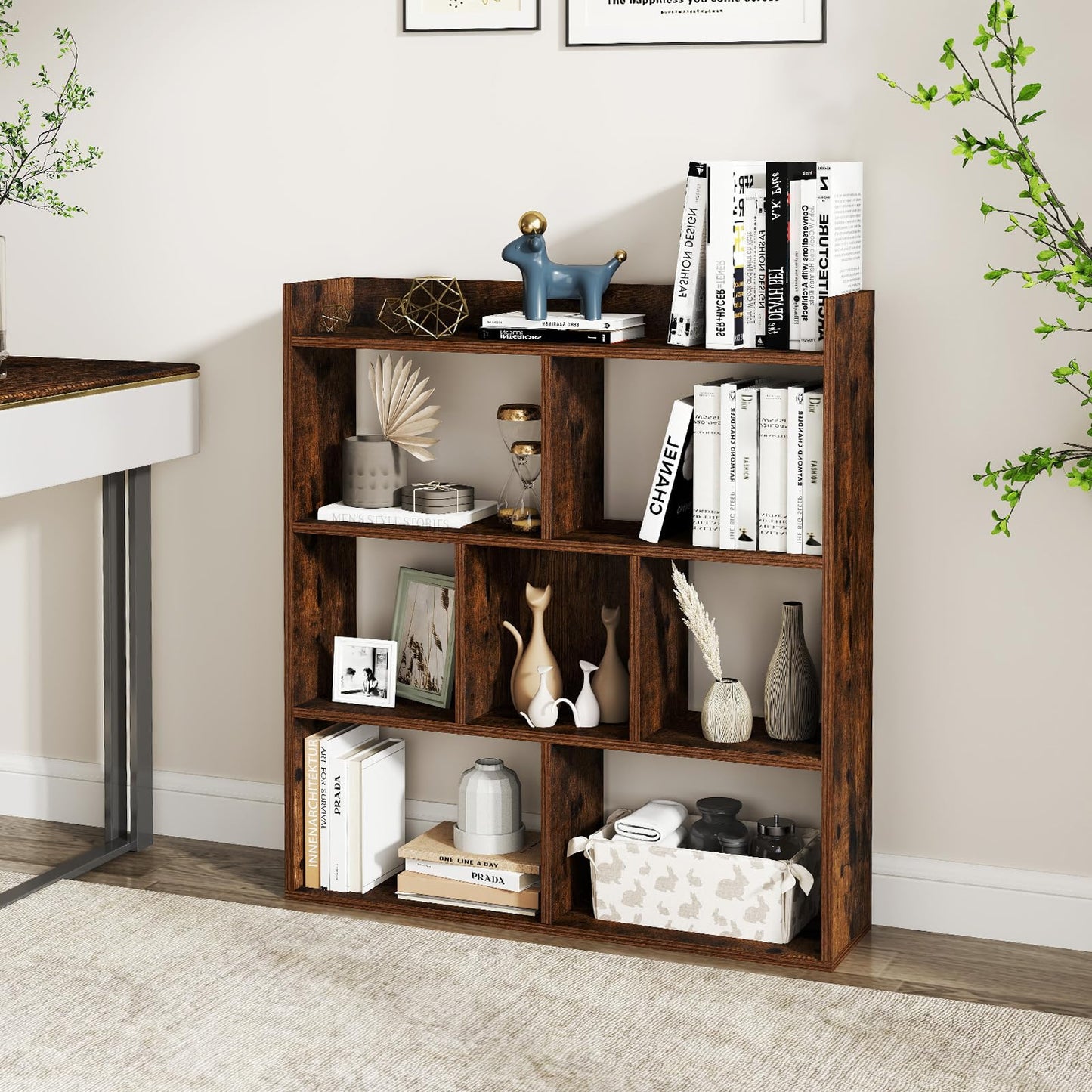 7 Cubes Open-back Bookshelf Home Storage Display Shelf