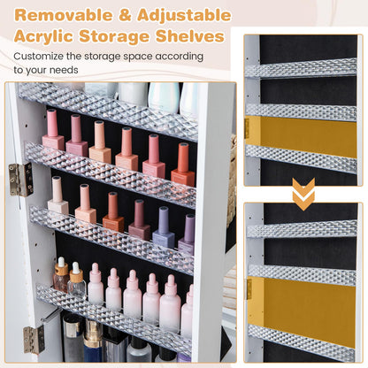 3 Color LED Lights Lockable Jewelry Armoire with Full Length Mirror