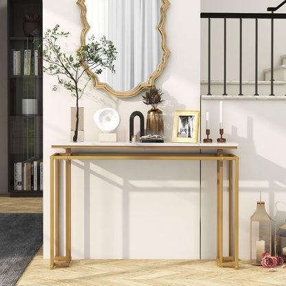 120cm Long Faux Marble Slim Entryway Table Sofa Side Table