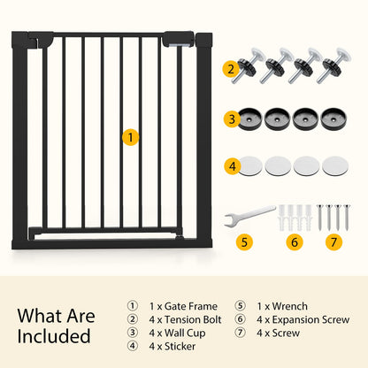 Safety Gate, 75-82cm Pressure Fit Baby Gates with Double-lock Door