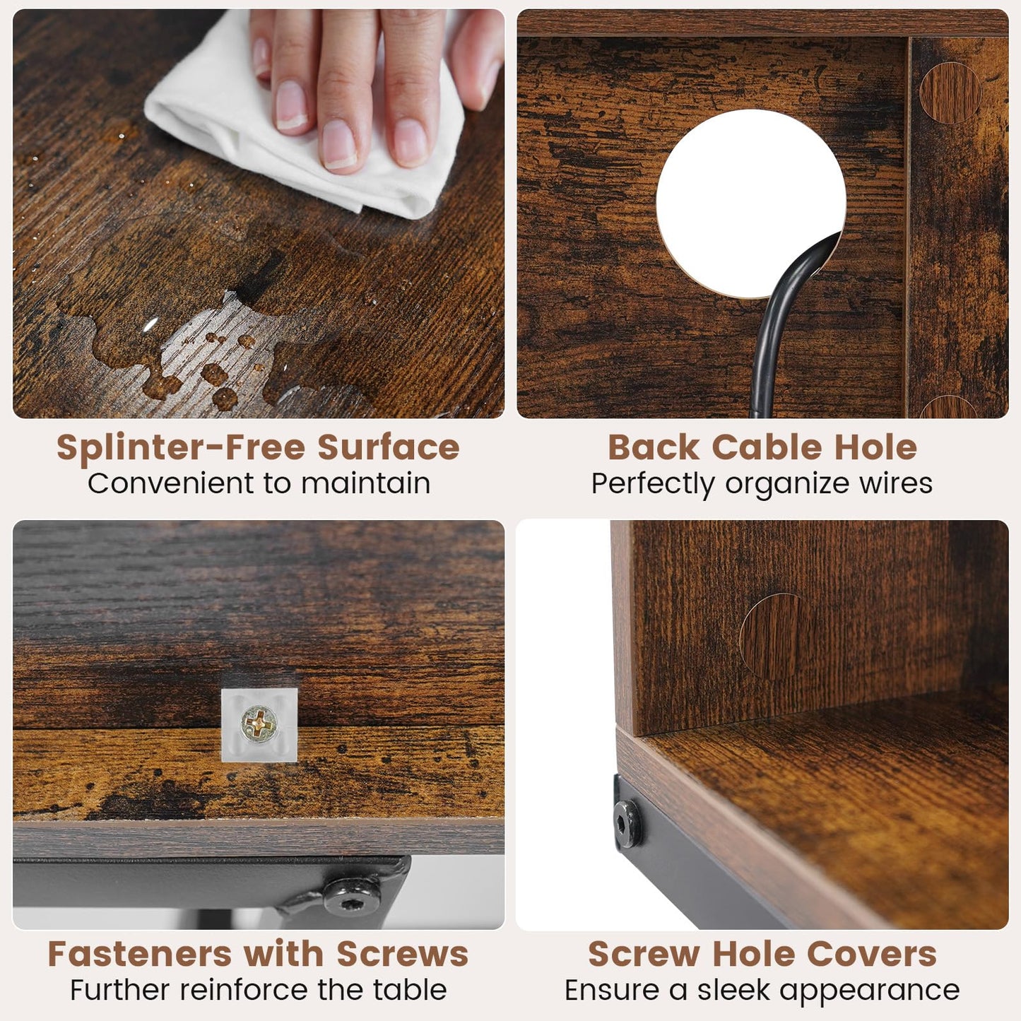 Console Table with LED Lights and Charging Station, 3-Tier Narrow Entryway Table with Storage Shelves