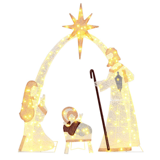 110 cm Christmas Nativity Set with 160 Warm White LED Lights and Zip Ties