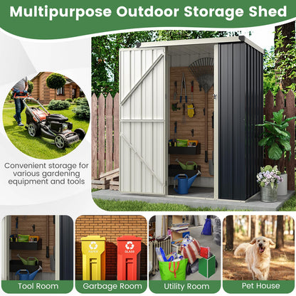 4 x 3ft Metal Garden Shed, Galvanized Outdoor Storage Shed with Lockable Door