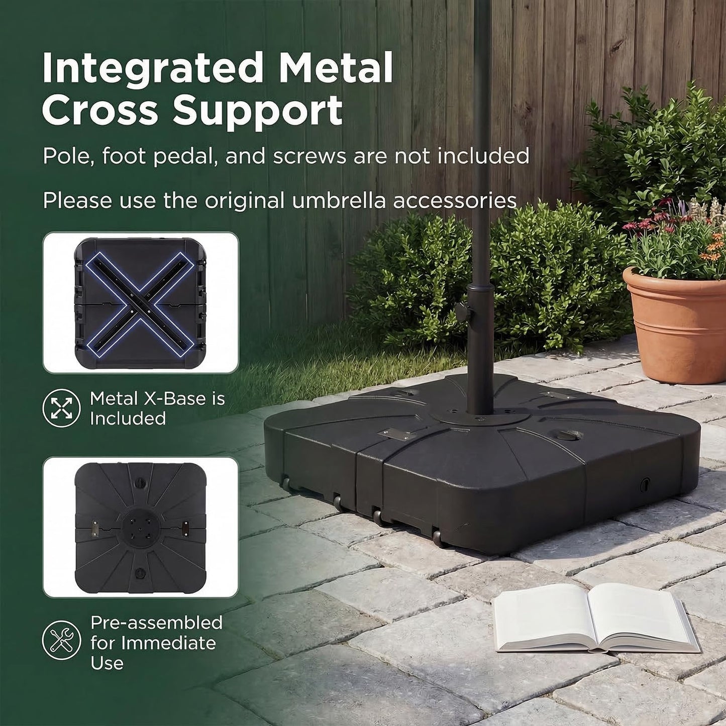 130 kg/170 kg Outdoor Cantilever Umbrella Base with Wheels Heavy-Duty Offset Patio Umbrella Stand