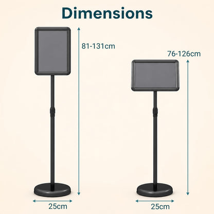 Height Adjustable Sign Holder Stand with Snap-Open Frame