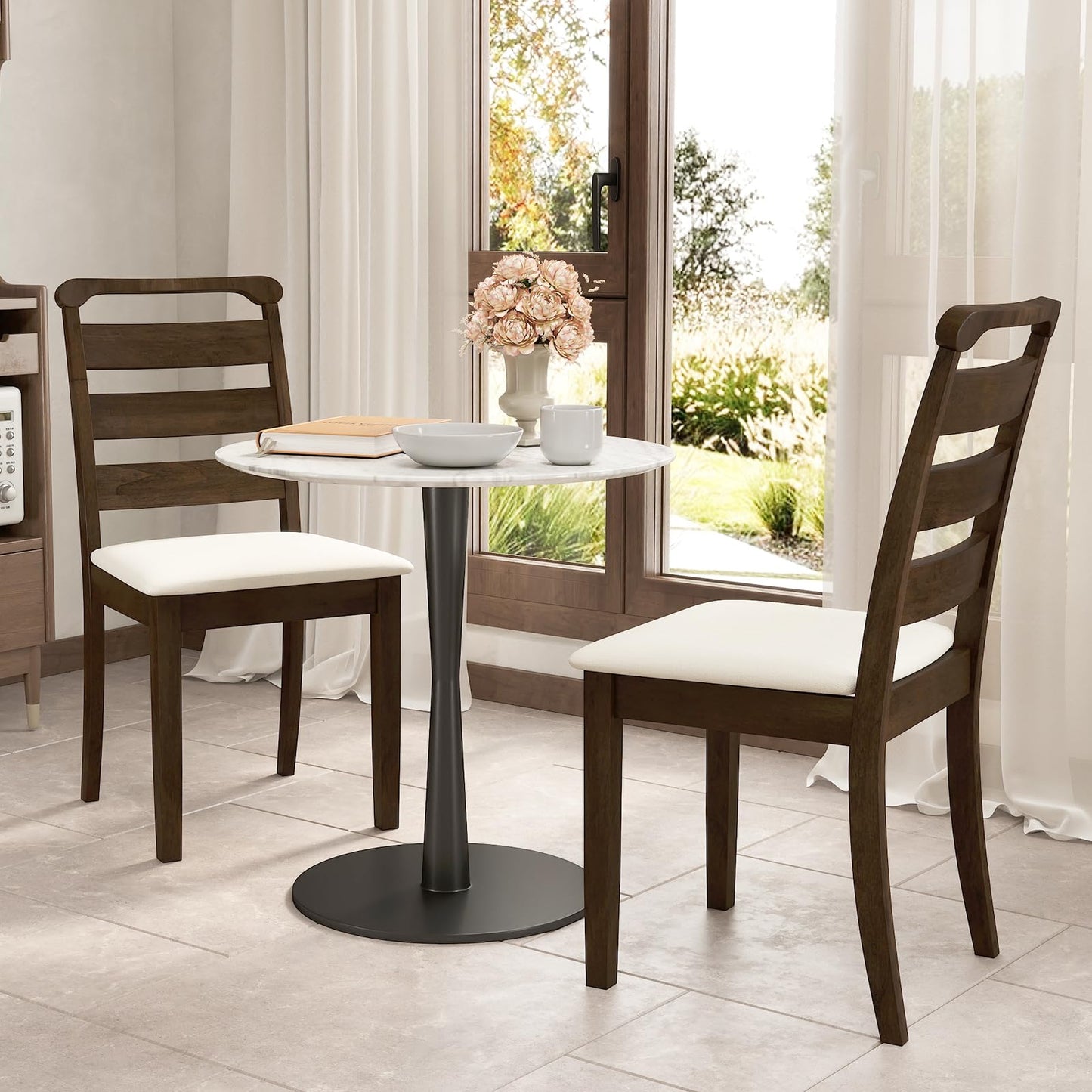 Modern Dining Chair Set of 2 Upholstered Farmhouse Chairs with Rubber Wood Frame
