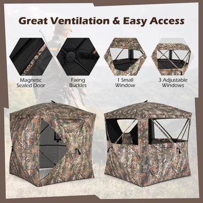 Pop Up Hunting Blind, Camouflage Ground Tent with Carrying Bag