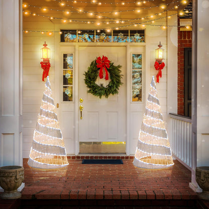 5FT Pre-lit Christmas Cone Tree with Warm White and White LED Lights