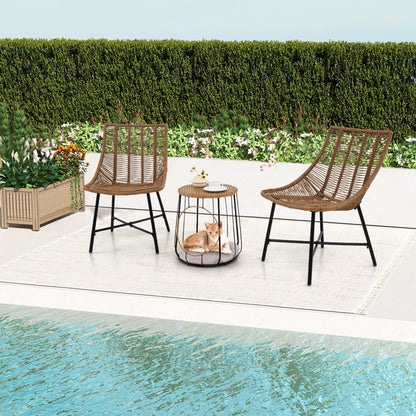 Outdoor Wicker Conversation Table Chair Sets for Garden Balcony Poolside