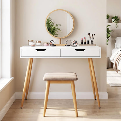Wooden Computer Desk, 108cm Modern PC Laptop Table Writing Workstation
