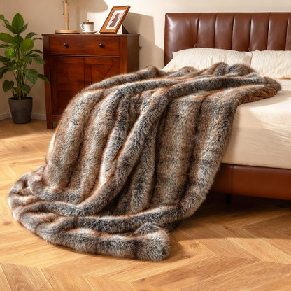 780GSM Soft Plush Fuzzy Luxury Faux Fox Fur Blanket